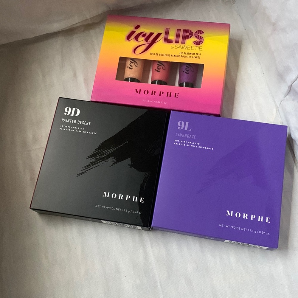 Morphe bundle icy lips, painted desert, and Lavendaze